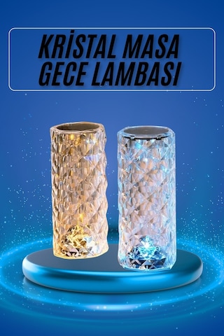 Yeni Nesil Modern Kristal Masa Ve Gece Lambası Dokunmatik Renk Değiştirebilen Çok Renkli