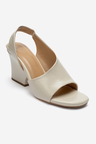 Luvishoes Zyra Ekru Cilt Kadın Dolgu Topuklu Ayakkabı
