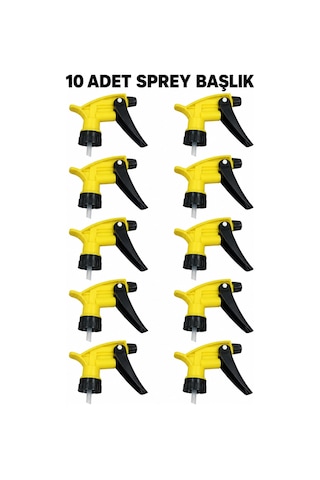 Bgea Kimyasala Dayanıklı Triger Sprey Başlık - Sarı, Fısfıs Sprey Başlığı 10 Adet