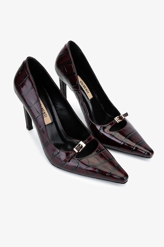 Valmenti Kadın Hakiki Deri Bordo Stiletto Ayakkabı 1138 4930 Bn Ayk Sk25-26 Bordo Kroko Bordo