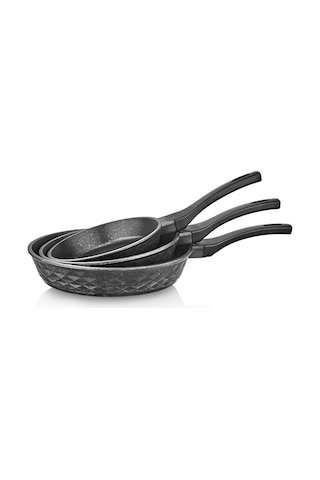 Brillant Octantis 3 Lü Granit Tava Seti 20 Cm, 24 Cm, 28 Cm Dkm-tv-6564 Siyah