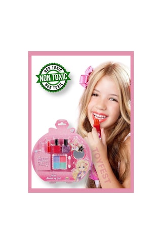 Sürülebilir Mini Makyaj Seti - Far + Ruj + Oje + Aksesuarlar Hepsi Bir Arada Kuaför Set - 3 Yaş +