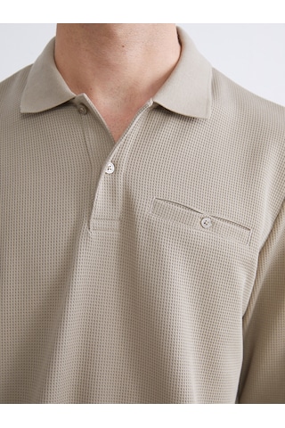 Lcwaıkıkı Classic Bej Polo Yaka Uzun Kollu Erkek Sweatshirt