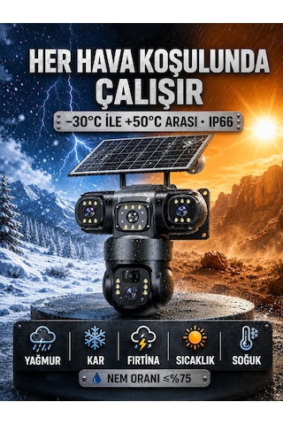 V380 Pro 4g Sım Kartlı 4k 3 Lensli Güneş Enerjili Ptz Güvenlik Kamerası Ultra Hd Dış Mekan Kamera