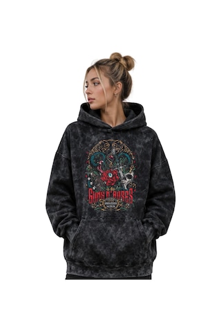 Sevbano Guns N' Roses Rock Metal Müzik Grubu Baskılı Unisex Oversize Prem Siyah