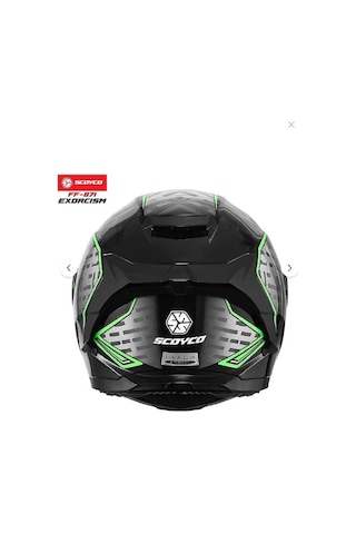 Scoyco FF-871 Exorcısm Güneş Vizörlü Şeffaf Cam Kapalı Motosiklet Kaskı Beyaz - Siyah - Yeşil