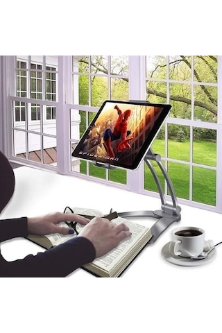 360 Derece Dönebilen Mutfak Masaüstü Telefon Tablet Tutucu Ayarlanabilir Esnek Ayaklı Metal Diğer