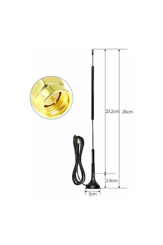 868mhz Dış Mekan Anten Sma Erkek 1 Metre Kablo 26cm 6dbi 50ohm Mıknatıslı Lora Gsm Wifi Sma Rf Sinya