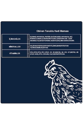 Obivan Adult Cat Tavuklu Kedi Maması 10 Kg