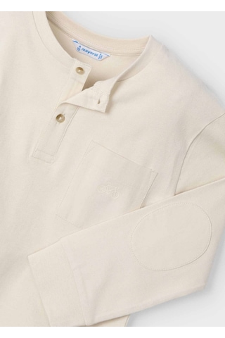Erkek Çocuk Düğme Yaka T-shirt Krem Turuncu