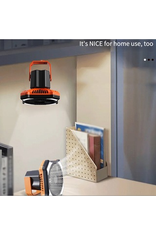 Symbee Kamp Fan Lambası 3 Hızlı 3 Aydınlatma Seviyeli 4000mah Usb Şarj Edilebilir Portatif Kumandalı Fener + Fan Siyah