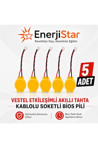 Vestel Etkileşimli Faz-1 Akıllı Tahta Cr2032 Kablolu Soketli Bios Pili 5 Adet