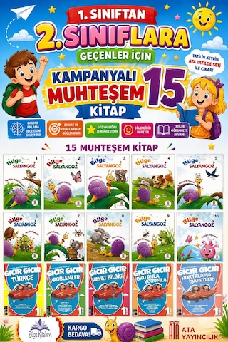 1. Sınıftan 2.sınıfa Geçenler İçin Kampanyalı Muhteşem 15 Kitap Yaz Tatil Seti