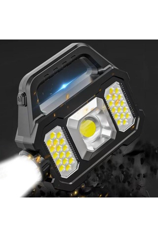 Taşınabilir Led Spot Süper Parlak Led Çalışma Işığı Projektör Açık Kamp İçin Güneş Usb Şarj Edilebilir Lamba Led El Feneri Soğuk Siyah