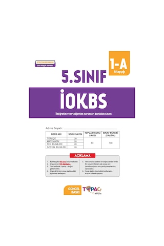 2026 5.Sınıf Topaç Yayınları İOKBS-BURSLULUK 6lı Deneme Paketi Dijital Çözümlü Türkiye Geneli