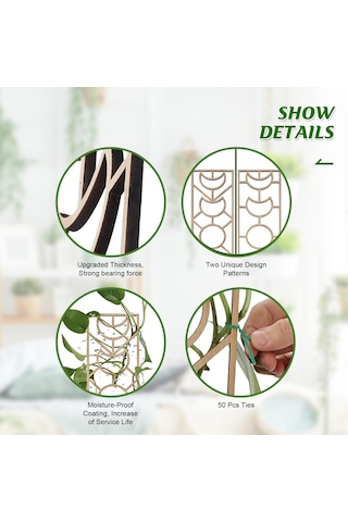 Neevoyu 3 Adet Ahşap Bitki Tırmanma Ayiği - Ev Bahçe Balkon Süs Bitkileri İçin Dayanıklı Destek Gereci