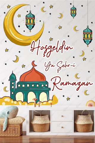 Ramazan Ayı Temalı Cam Duvar Süsleri Hoşgeldin Ramazan Sticker Seti -r3 Çok Renkli
