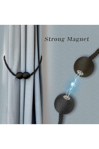 Manyetik Perde Bağları Siyah 2 Adet, Perde Bağları Tokaları Tutucular Kancalar Klipsler Ev, Dış Mekan, Yatak Odası, Ofis, Dekoratif Perde Diğer