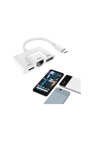 Ebitda Usb C Rj45 Ethernet Hub, Video Adaptörü, Type-c Otg, Hd Video, Kamera Ve Şarj, İphone Ve İpad Uyumlu
