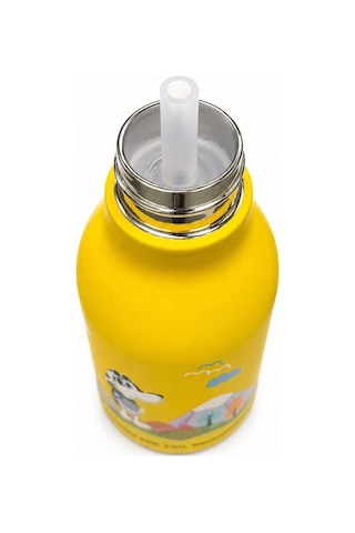 Koı Sarı Köpek 500 Ml Paslanmaz Çelik-pipetli Çocuk Termosu Ve Suluk Sarı Sarı