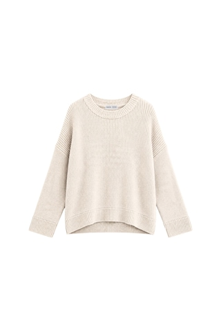 Vadon 1039 Kadın Salaş Yumuşak Dokulu Oversize Basic Triko Kazak Bej