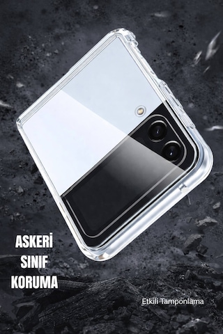 Samsung Uyumlu Galaxy Z Flip 3 Kamera Korumalı Magsafe Wireless Şarj Özellikli Lüks Şeffaf Silikon Telefon Kılıfı Şeffaf