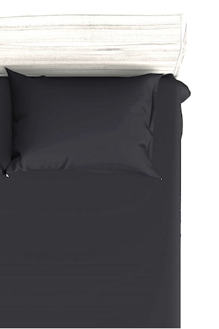 Maki Home Pamuklu Koyu Antrasit Siyah 120x200+50x70 Tek Kişilik Lastikli Çarşaf Takımı Koyu Antrasit