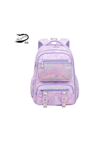 İlkokul Okul Öğrenci Çantası Mor Okul Sırt Çantası Kızlar İçin Açık Vizon