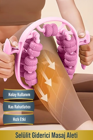 13 Tekerlekli Selülit Karşıtı Masaj Rulosu 360 Derece Bacak Boyun Kol Sıkılaştırıcı Masaj Aleti
