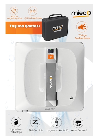 Mieco WA9 Pro Çift Yönlü Su Püskürtmeli Cam Temizleme Robotu (Kumandalı)