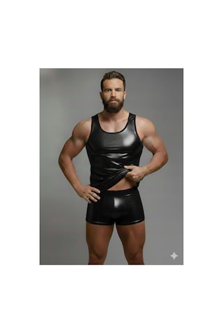 Erkek Lame Tank Top Boxer Takımı Çok Renkli