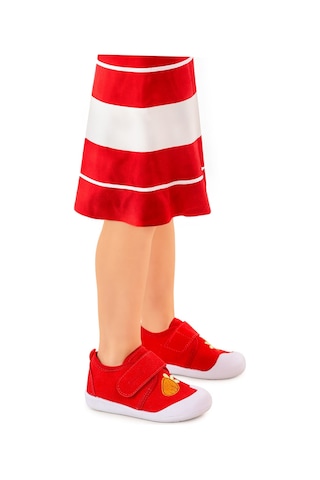 Kiko Kids Strawberry Cırtlı Kız Bebek İlk Adım Panduf Ayakkabı Kırmızı