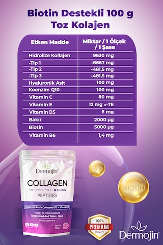 Biotin Destekli 100 G Toz Kolajen