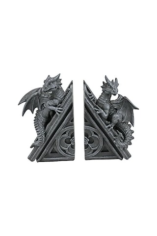 Gotik Kale Ejderhası Şeklinde Kitap Desteği, 12,5 X 4 X 20,5 Cm