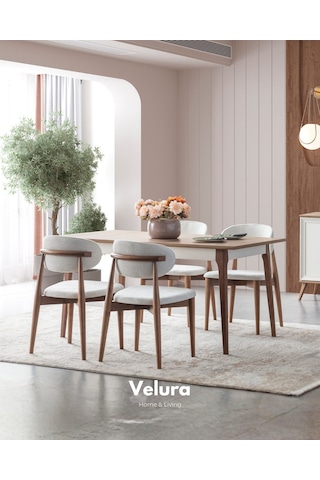 Sion Açılır Yemek Masası + 2 Sandalye Beyaz