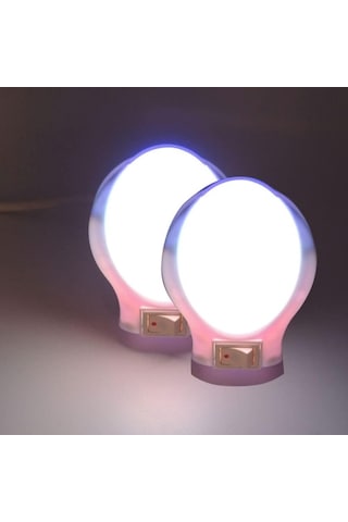 Ufo Led Gece Lambası 0,5w Tasarruflu Işıklı Fişli Düğmeli 2 Adet Beyaz Çok Renkli
