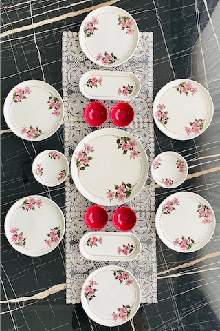 Kar Çiçeği 6 Kişilik 15 Parça Kahvaltı Takımı Vişne Çürüğü