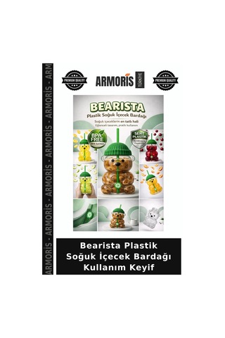 Bearista Plastik Soğuk İçecek Bardağı Kullanım Keyif Çok Renkli