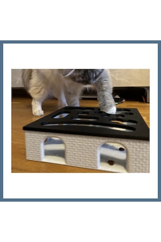 Buradabulabilirsin 3d Baskı Kedi Zeka Oyuncağı Yavaş Yeme Aktivite Kutusu Tuğla Desenli Ödül Mama Bulmaca Siyah Beyaz Bbz