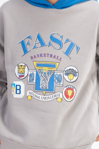 Erkek Çocuk Baskılı Kapşonlu Eşofman Takımı Gri