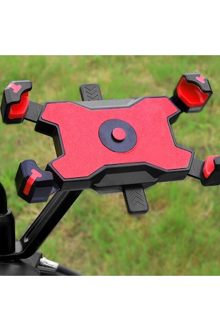 Yifomall Motosiklet Bisiklet Araç Telefon Tutucu Pla-02 Gözlük Kolu Tipi Kırmızı 360 Döner Saçma Giderici Hızlı Kilitleme Kırmızı