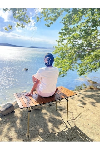 Alüminyum Kamp Masası Xxl Katlanabilir 120 55 50 Ahşap Rengi Kahverengi