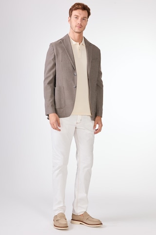 Dufy Kahverengi Erkek Slim Fit Ekose Desenli Mono Yaka Ceket - 95400 Kahverengi