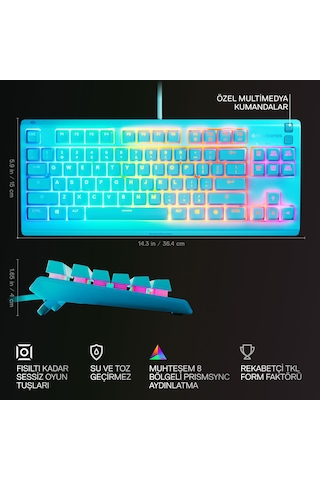 Steelseries Apex 3 Tkl Rgb Suya Ve Toza Dayanıklı Türkçe Gaming Klavye Mavi