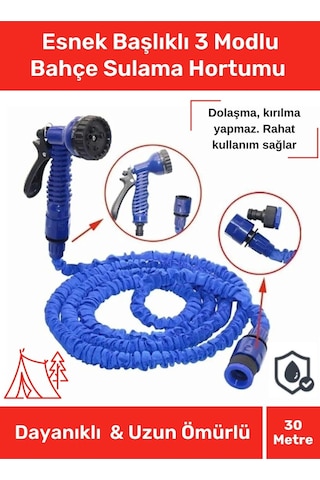 Premium Seri Dolaşmaz Kırılmaz 7 Kademeli Uzayan Bahçe Sulama Araç Yıkama Tabancalı 30 Metre Hortum