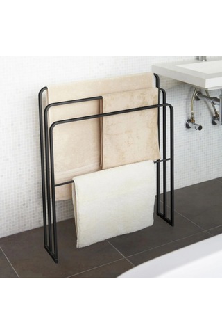 Ovalli Metal Banyo Havlu Askılığı Siyah