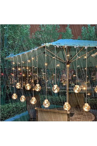 Padalink Islak Dayanımlı 12 İsteği Topu Işıklı Zincir, Bahçe Çimen Bahçe Düğün Dekorasyonu, Islak Beyaz Işık, Pil Usb Çift Kullanim, 3.5 Metre, 8 Fonksiyonlu Noel Ağacı Işıklı Zinciri Çok Renkli