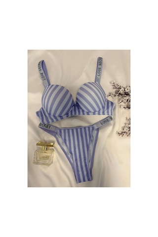 Mh Moony Homewears Premium Mavi Taşlı Bralet Takımı Mavi