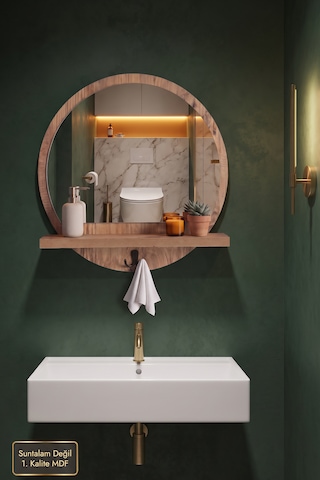 Antik Ahşap Dekoratif Ayna Raflı Askılıklı Koridor Konsol Oda Lavabo Wc Banyo Dresuar Mutfak Makyaj Aynası Yn-101 Atlantik Çam
