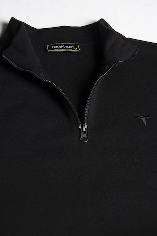 Terapi Men Erkek Siyah Rahat Kalıp Yarım Fermuarlı Bato Yaka Basic Sweatshirt 21k-5200179-2 - Siyah